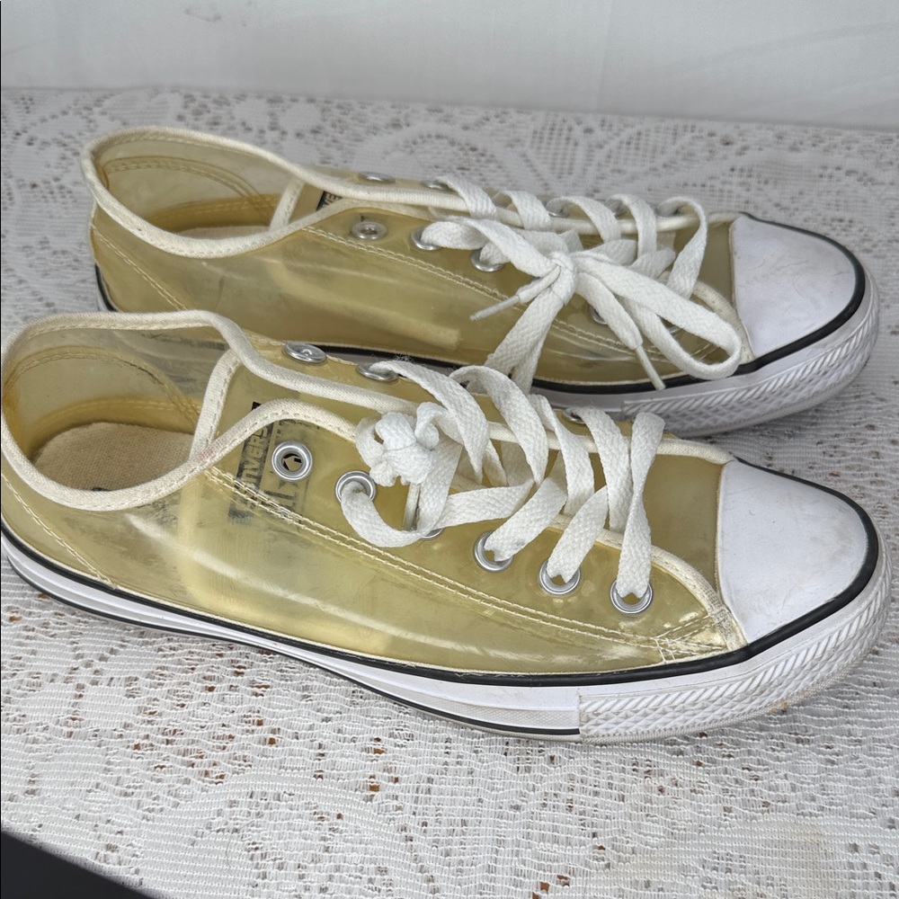 Converse plastic yellow clear low top all star shoes sneakers sz 7